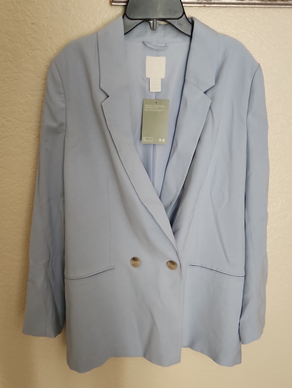 NWT H&M Light Blue Double-Breasted Blazer Size S